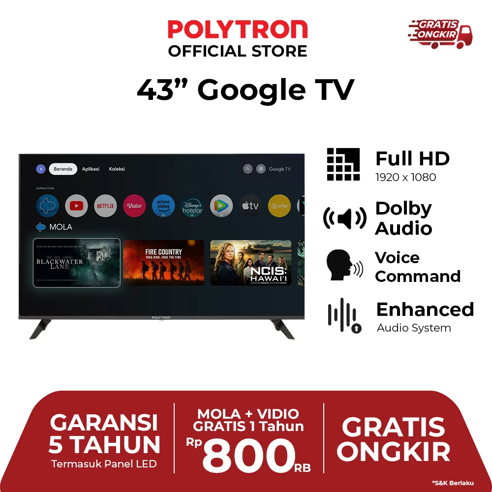 Smart TV Polytron 43‑Inci 4K dengan Google TV dan Soundbar Sinematik: Revolusi Hiburan Rumah di 2026