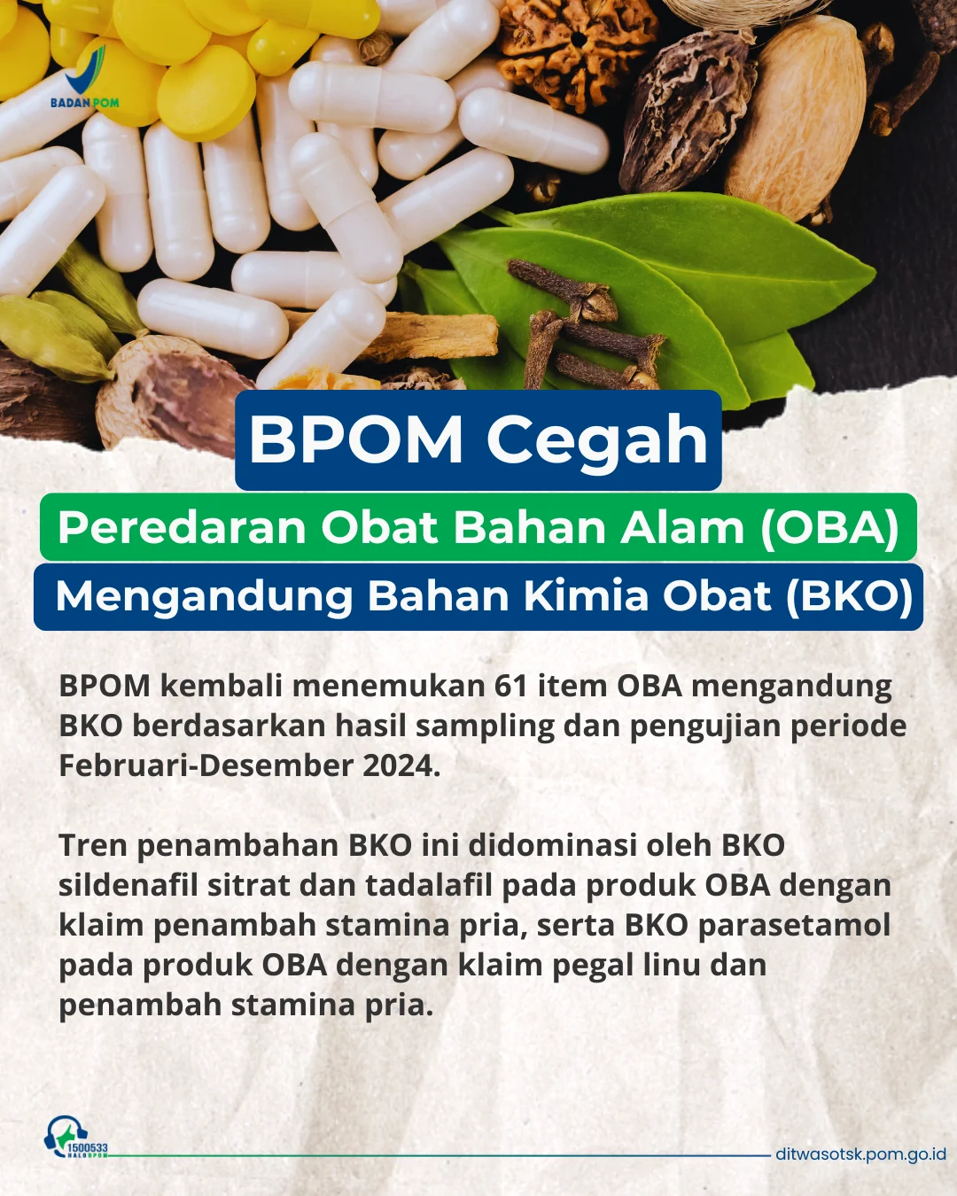 BPOM Temukan 24 Obat Bahan Alam Mengandung Bahan Kimia Berbahaya