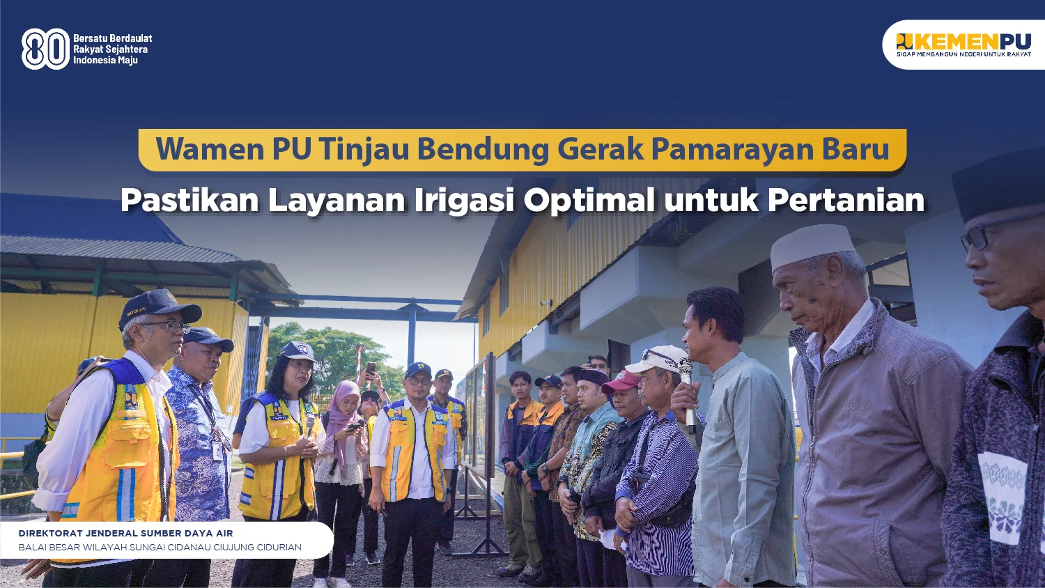 Wamen PU Tinjau Jebolnya Bendung Kedungrejo di Madiun