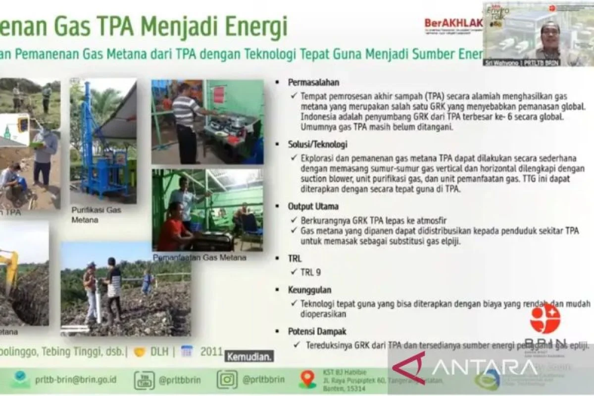 BRIN Kaji Teknologi Pemanenan Gas Metana dari Tempat Pemrosesan Akhir