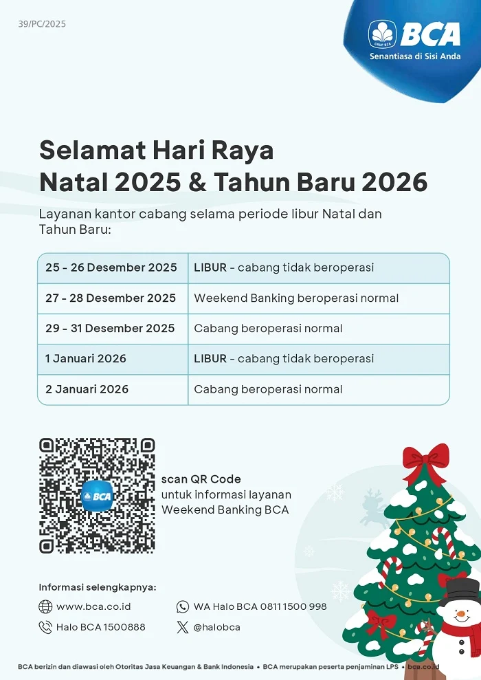 Catat! Jadwal Operasional BCA Selama Libur Panjang Kenaikan Yesus Kristus 2026