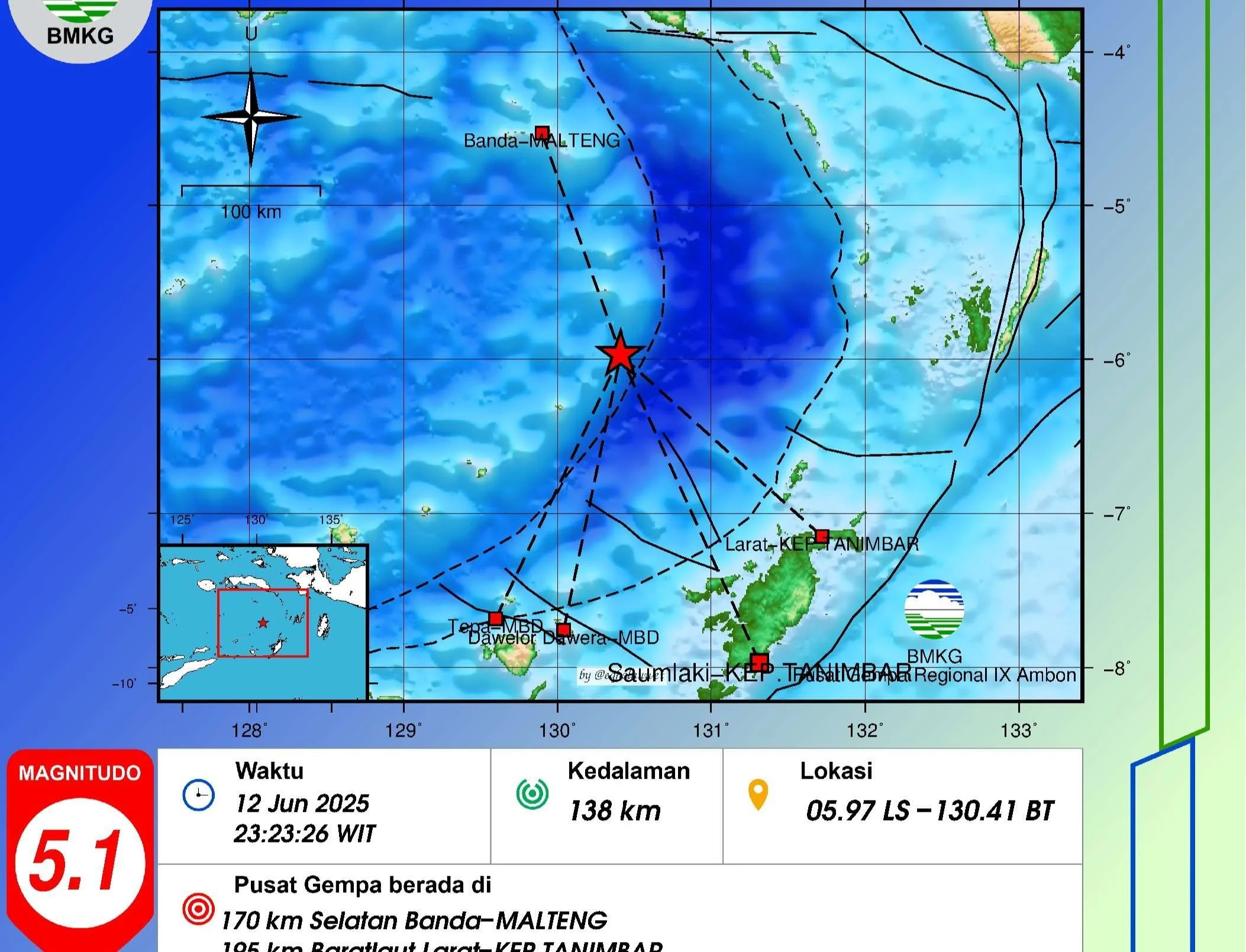 Gempa Magnitudo 6,7 Guncang Kepulauan Tanimbar, Maluku