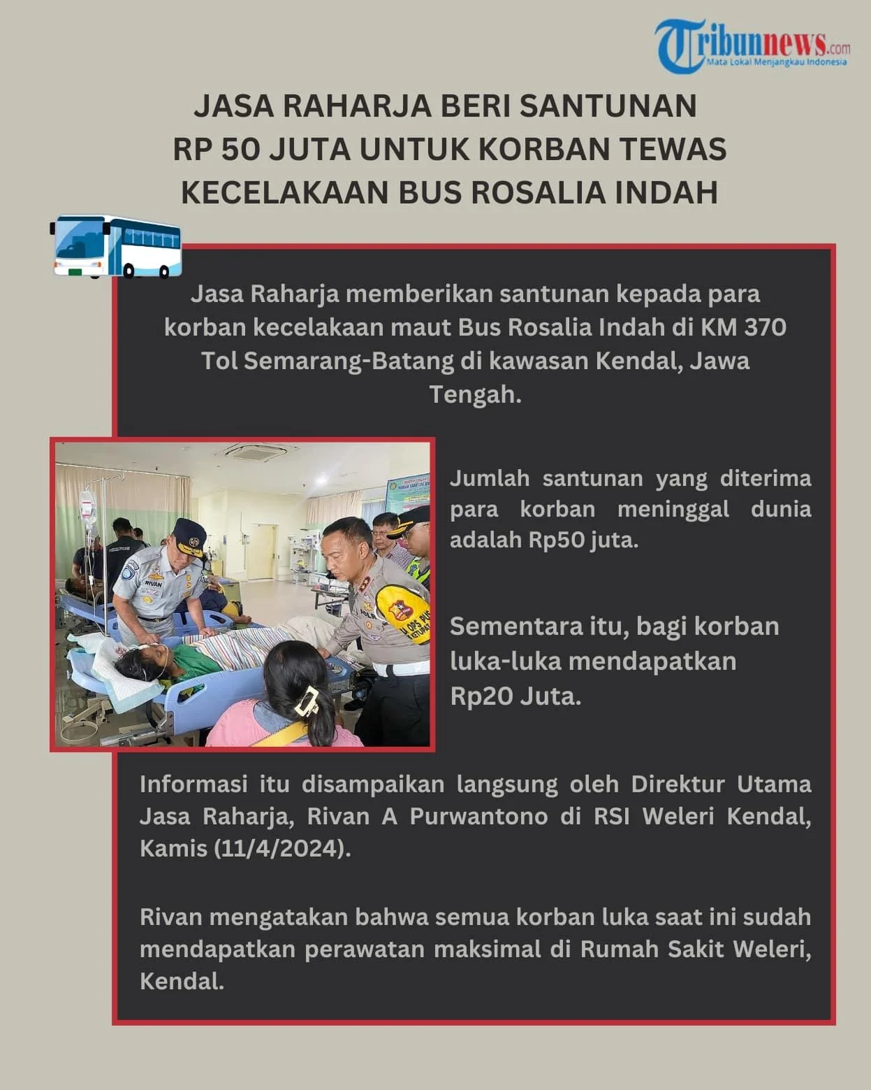Jasa Raharja Beri Santunan Rp 50 Juta untuk Korban Tewas dan Rp 20 Juta untuk Luka-Luka Akibat Kecelakaan Kereta di Grobogan