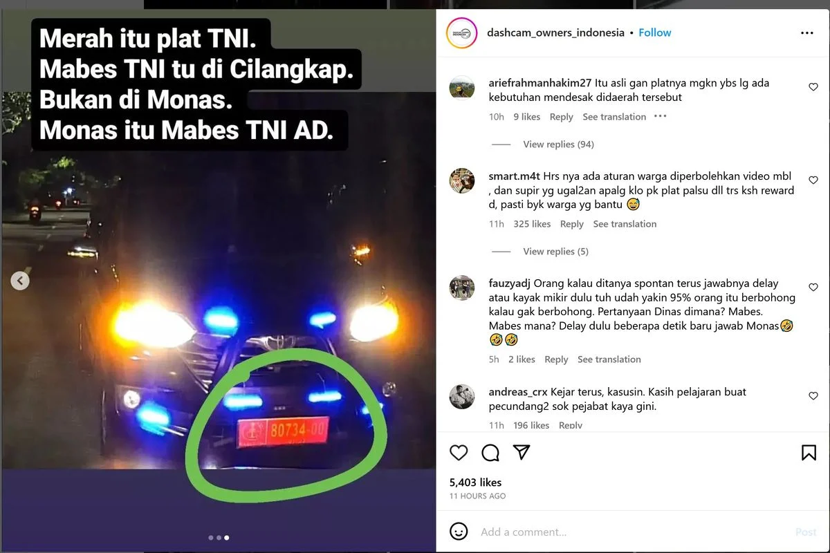 Viral Mobil Dinas Bertanda Bintang 2 Diduga Lawan Arah, Penjelasan Resmi TNI AD