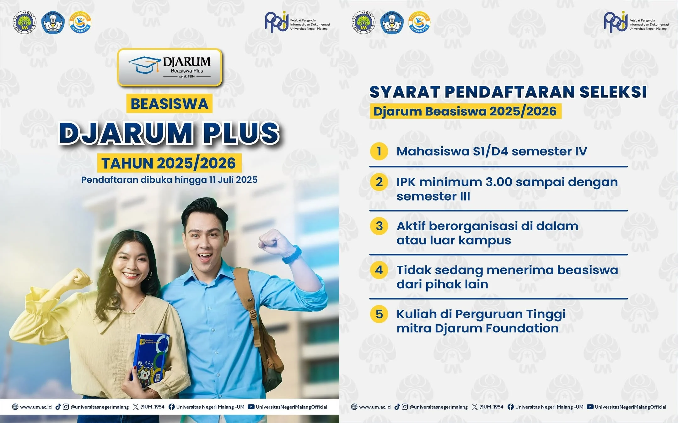 21 Kampus di Jawa Timur Buka Pendaftaran Beasiswa Djarum Plus 2026, Simak Syarat dan Cara Daftarnya