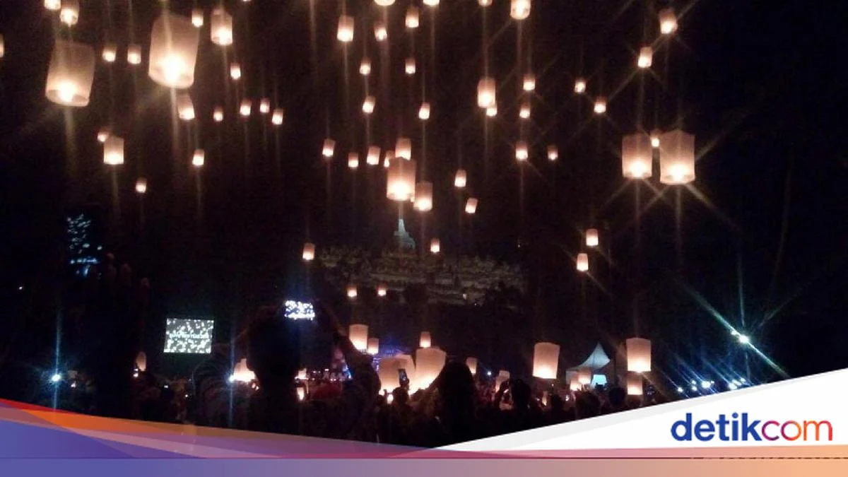 Bawa Pesan Perdamaian, 2.570 Lampion Diterbangkan di Borobudur