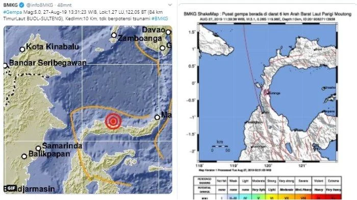 BMKG Catat 1.176 Gempa Susulan di Sulawesi Tengah