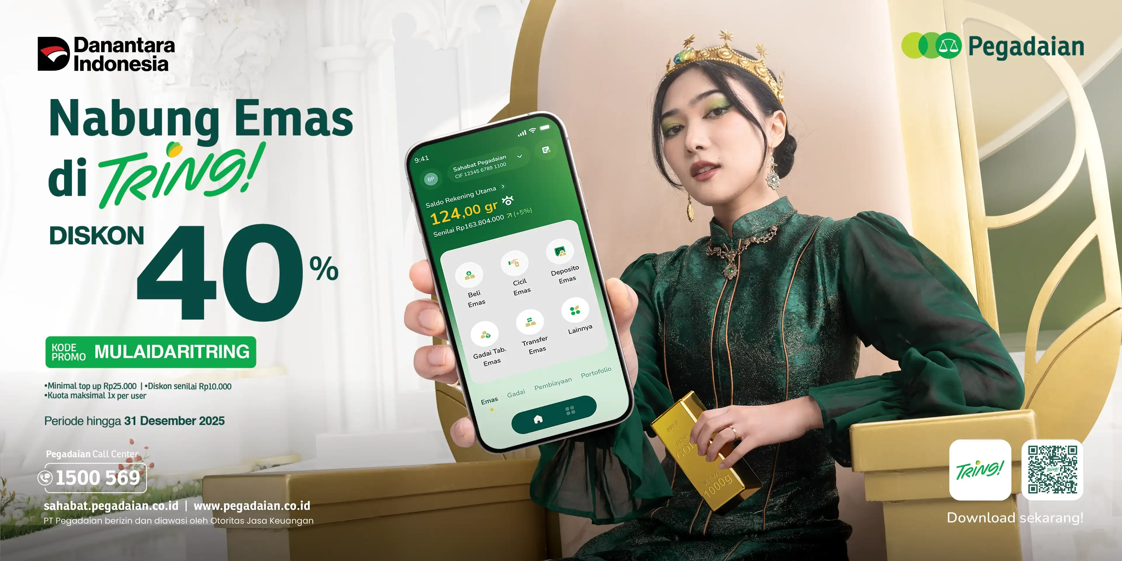 Dorong Budaya Menabung, Pegadaian Hadirkan Promo "GOLEMAS" dengan Diskon Rp50.000 per Transaksi Emas di Tring!