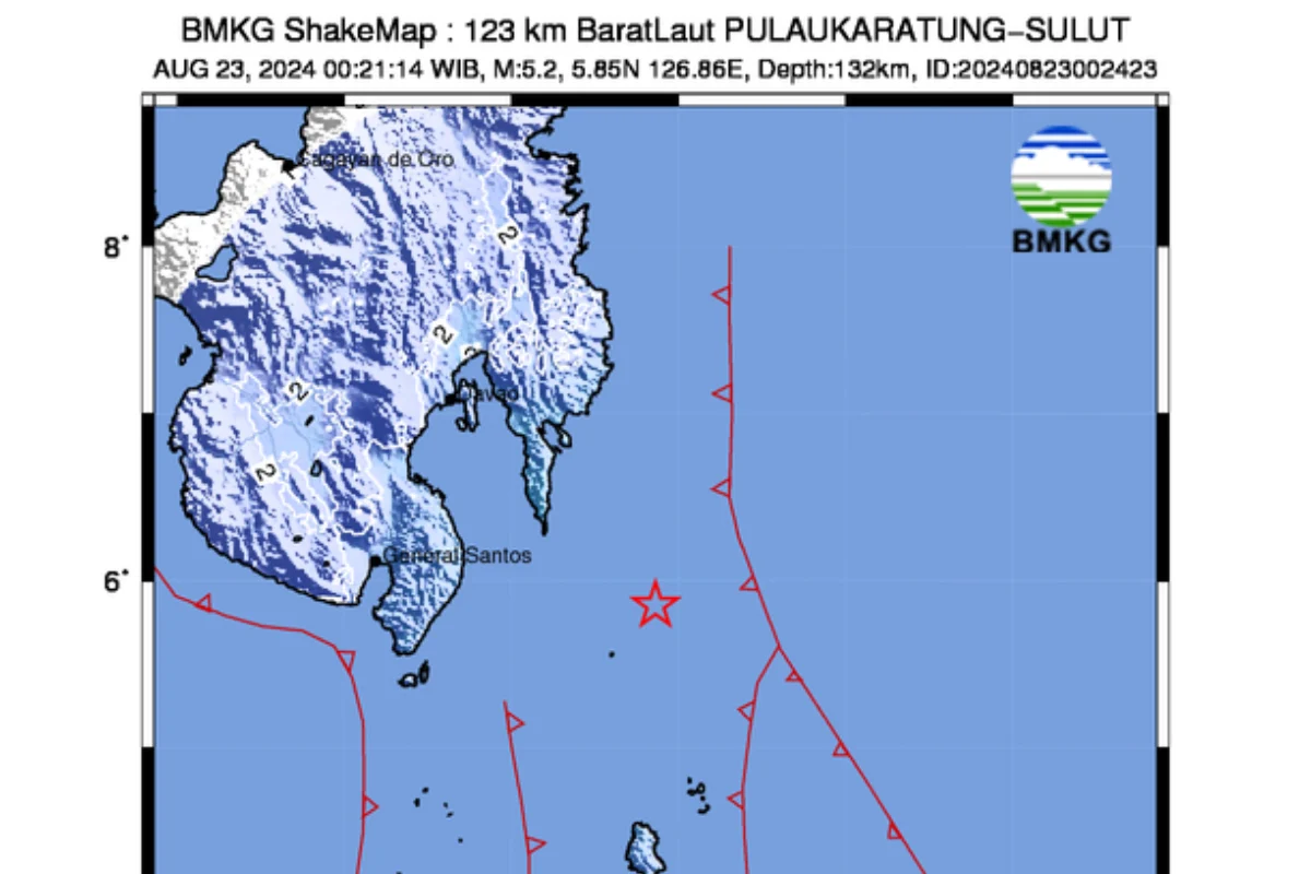 Gempa Magnitudo 5,2 Guncang Pulau Karatung, Sulawesi Utara