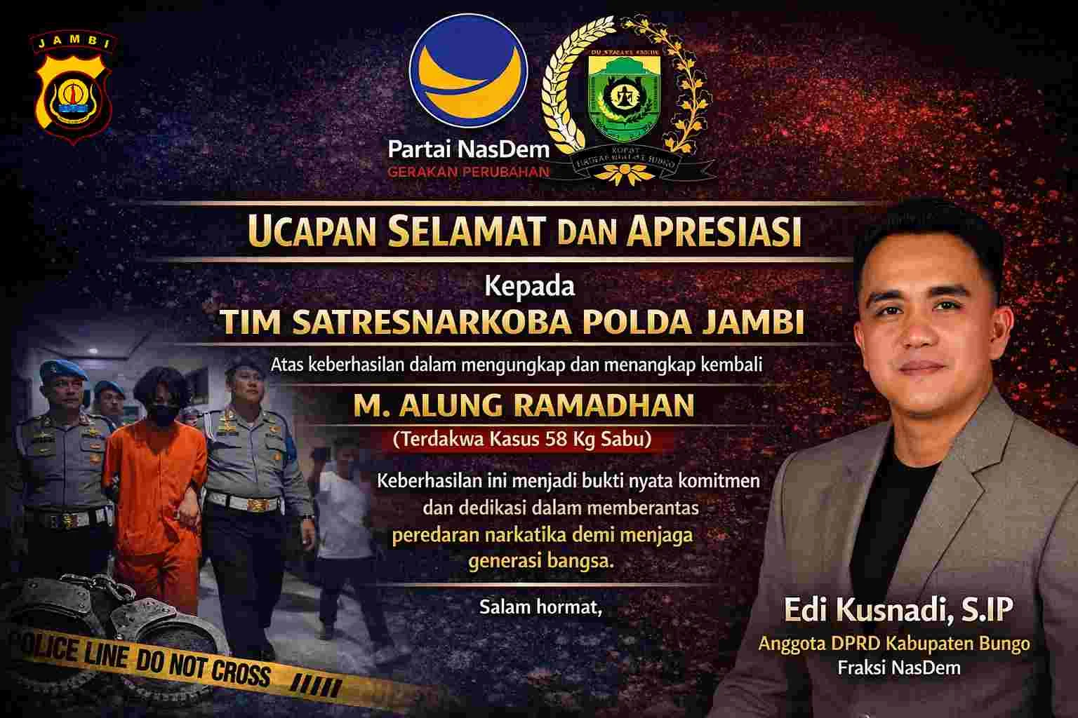 Polda Jambi Tangkap Oknum Pejabat Ditjenpas dalam Jaringan Narkoba
