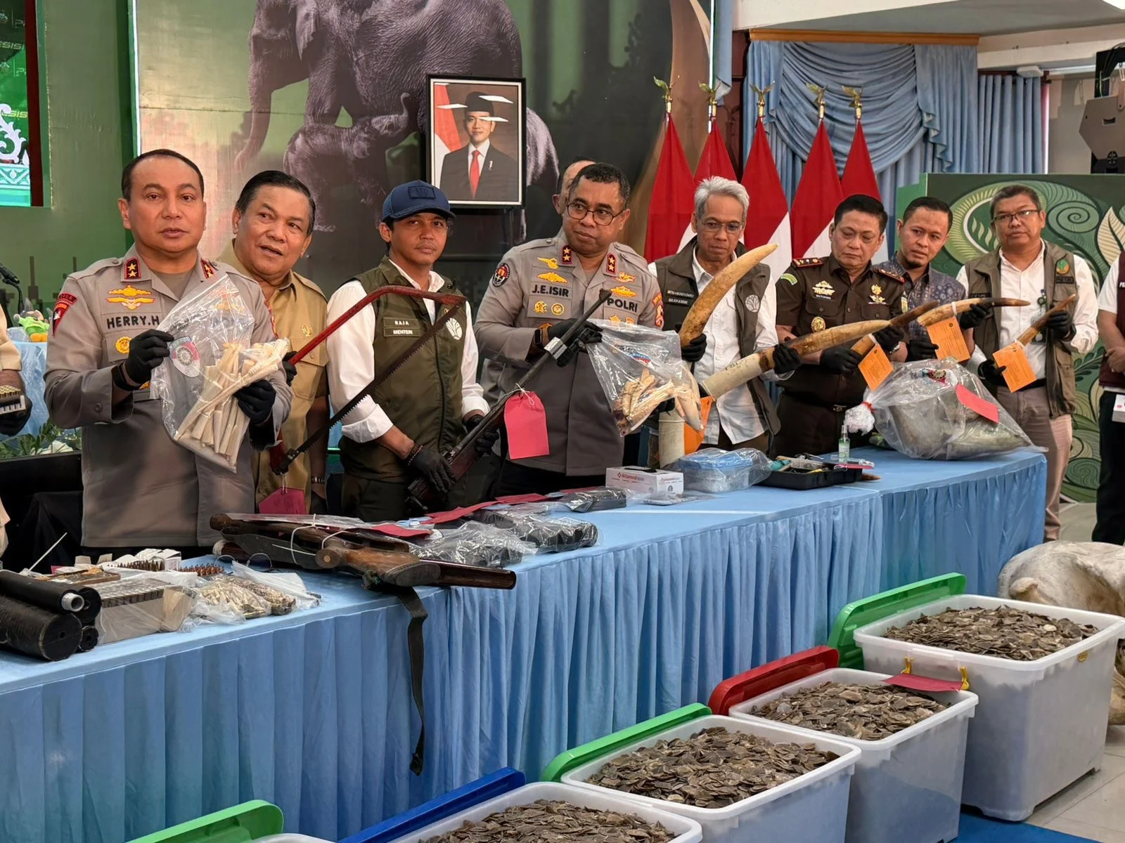 Polda Riau Bongkar Jaringan TPPU Perdagangan Gading Gajah dengan Aliran Uang Rp1,8 Miliar
