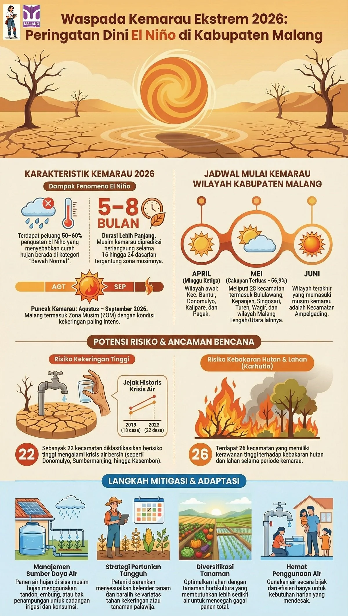 Puncak Musim Kemarau Agustus 2026, BMKG Ingatkan Dampak El Niño