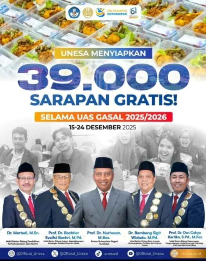 Unesa Bagikan 35.000 Porsi Sarapan Gratis untuk Mahasiswa Selama UAS