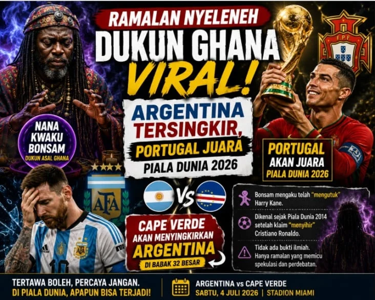 Ramalan Nyeleneh Dukun Ghana Viral: Argentina Tersingkir, Portugal Juara Piala Dunia 2026