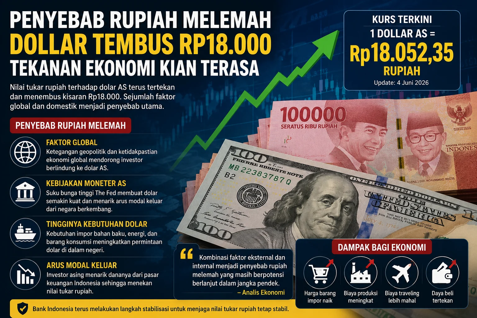 Rupiah Berpotensi Melemah ke Rp18.000 per Dolar AS, Ini Pemicunya