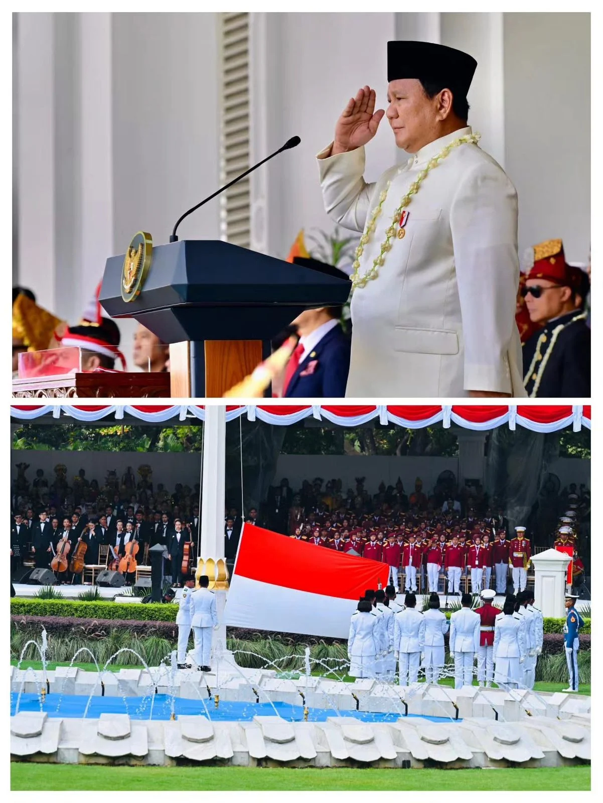 Berlangsung Khidmat, Prabowo Pimpin Upacara Penurunan Bendera HUT ke-81 RI