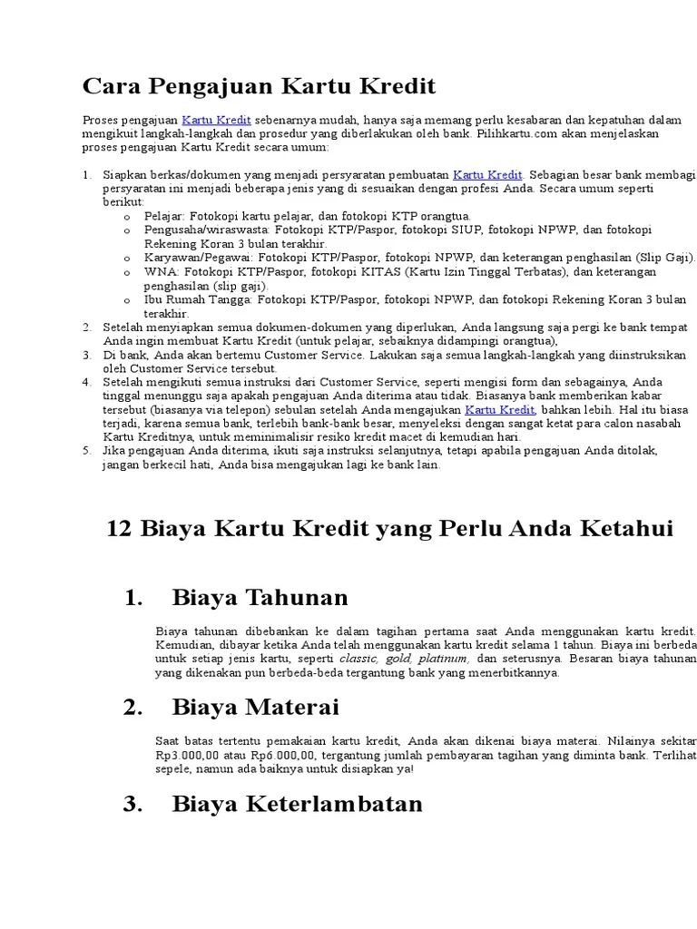 Syarat dan Cara Pengajuan Kartu Kredit di Indonesia: Panduan Lengkap dari Bank Indonesia